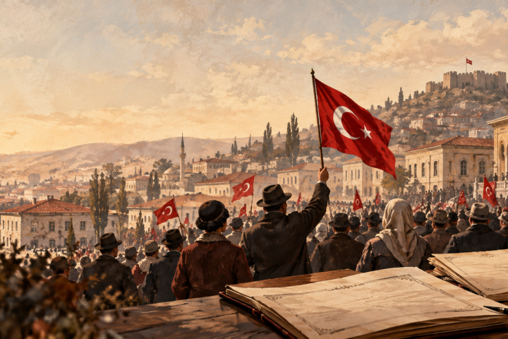 29 Ekim Cumhuriyet Bayramı'nın tarihsel gelişimini konu alan görsel.