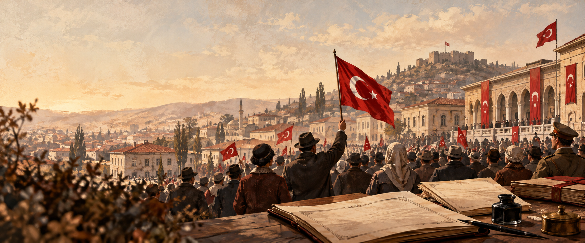 29 Ekim Cumhuriyet Bayramı'nın tarihsel gelişimini konu alan görsel.